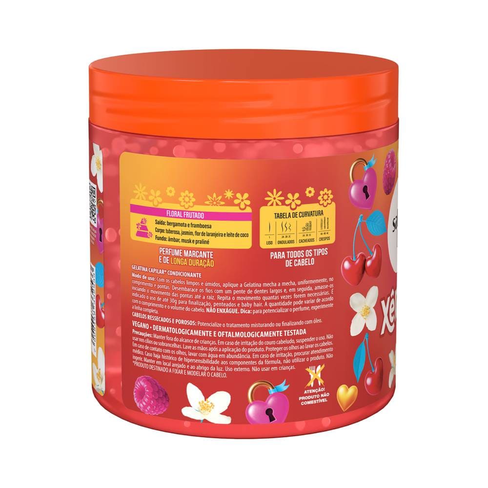 Vista lateral do pote de gelatina Salon Line Xêrosa Glamour Chic 500g mostrando informações do produto