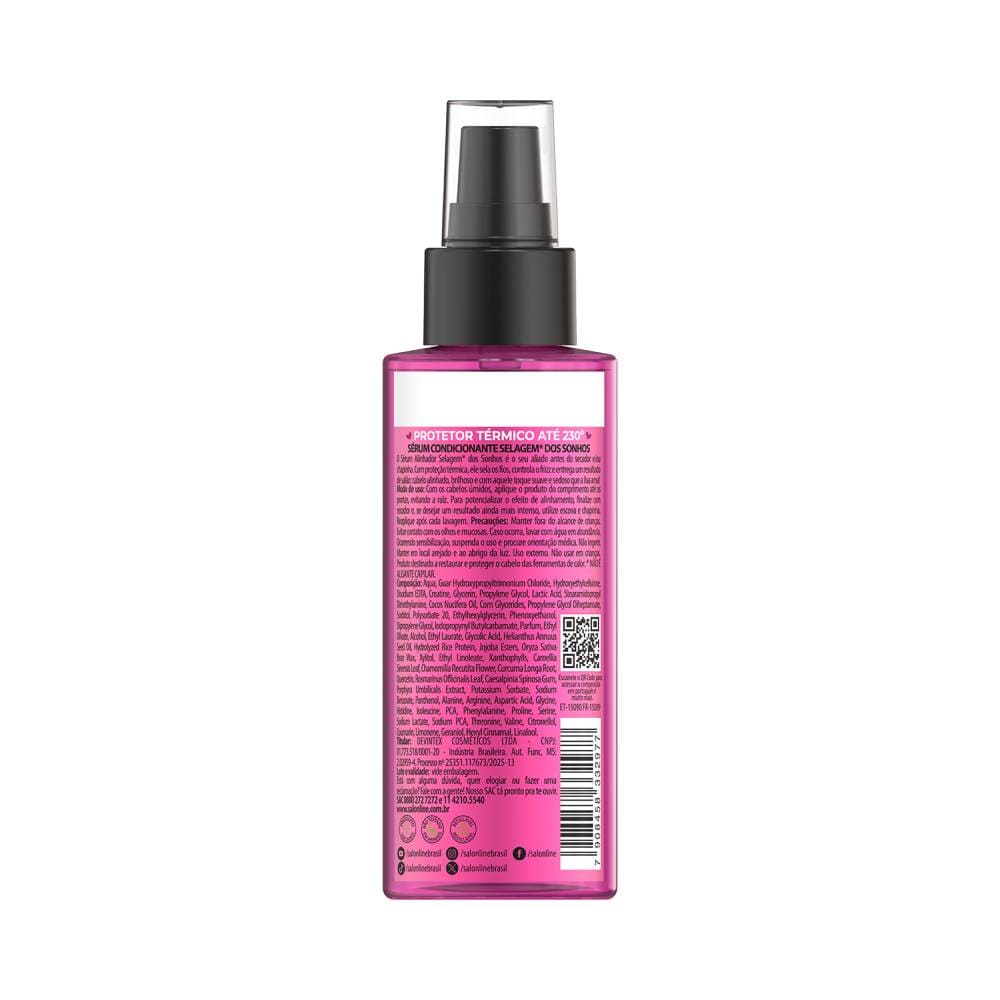 Verso do frasco do Sérum Alinhador Salon Line Selagem dos Sonhos 120ml com instruções e informações
