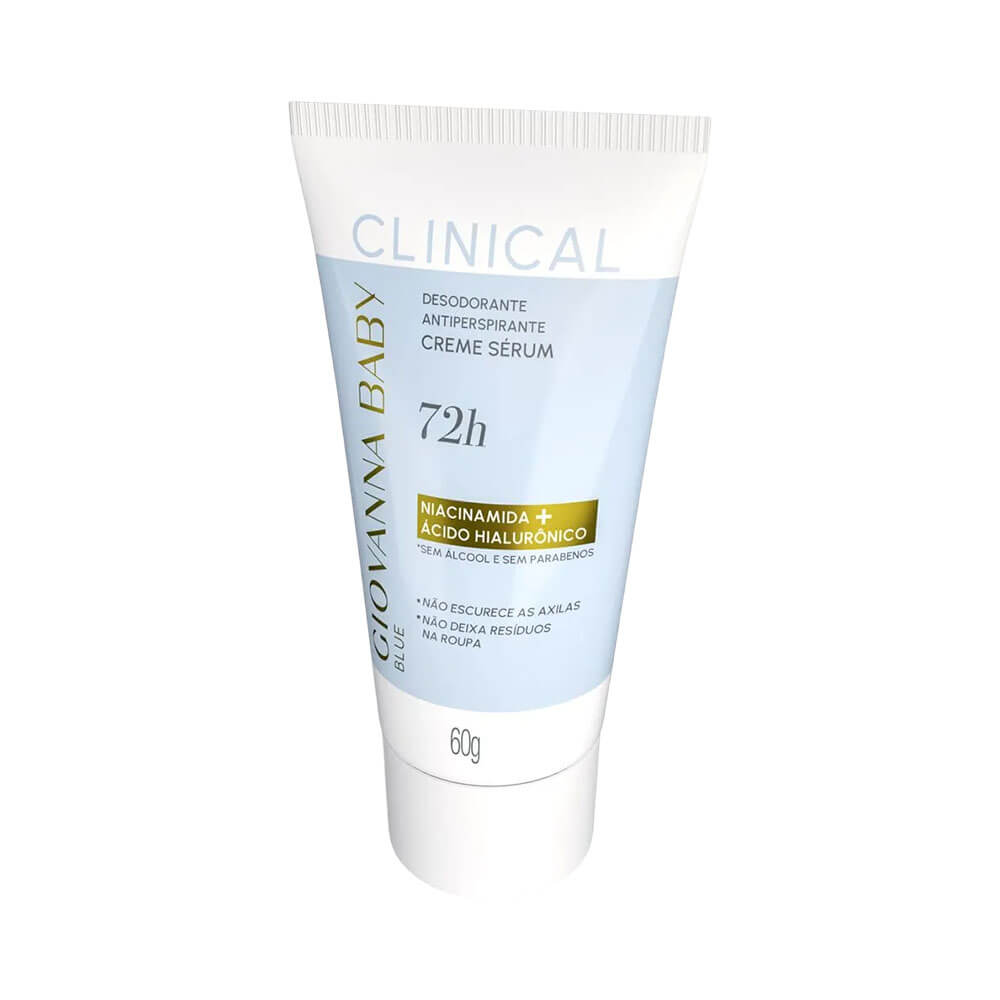 Desodorante Creme Giovanna Baby Clinical 72h Blue 60g em tubo com fundo branco