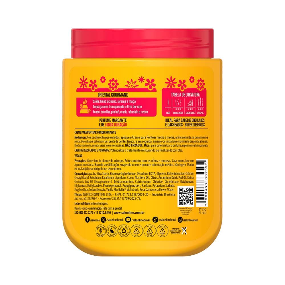 Imagem traseira do creme para pentear Salon Line Xêrosa Baunilha Doce com informações do produto