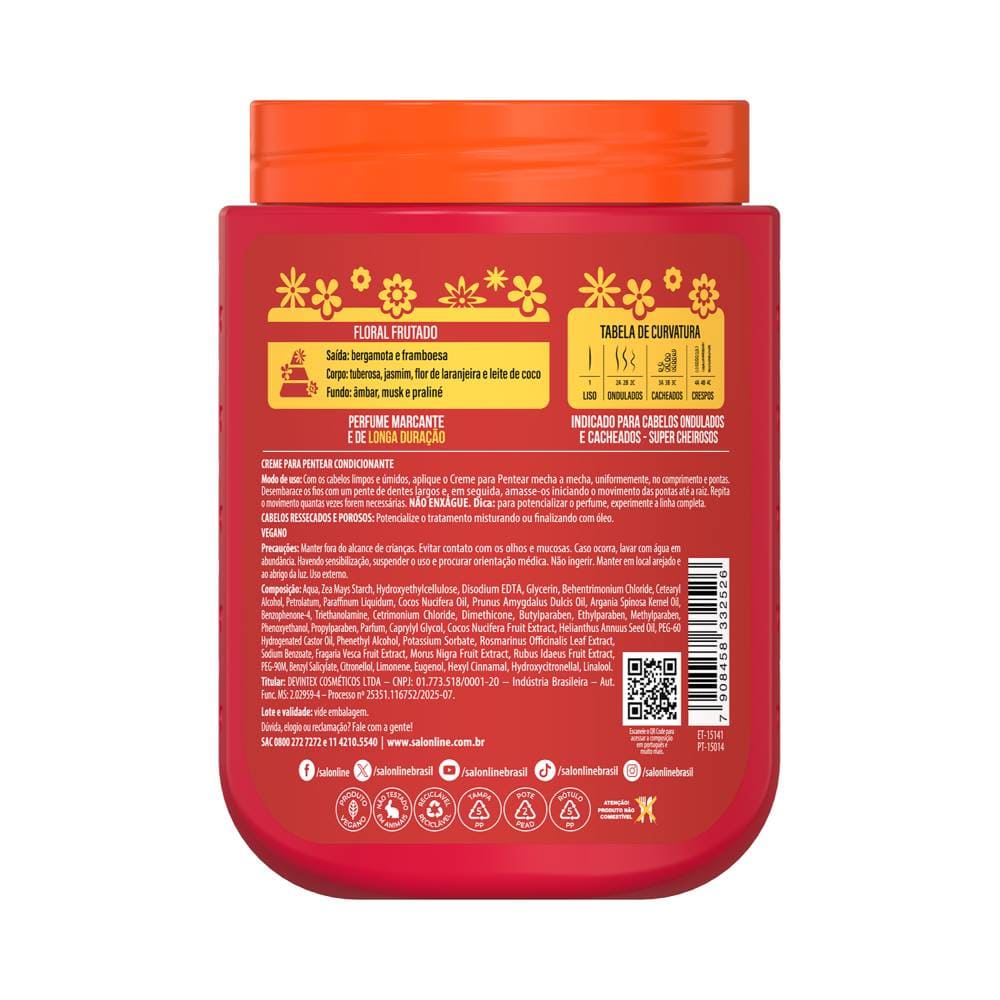 Parte traseira do Creme para Pentear Salon Line Xêrosa Glamour Chic 800g com informações do produto