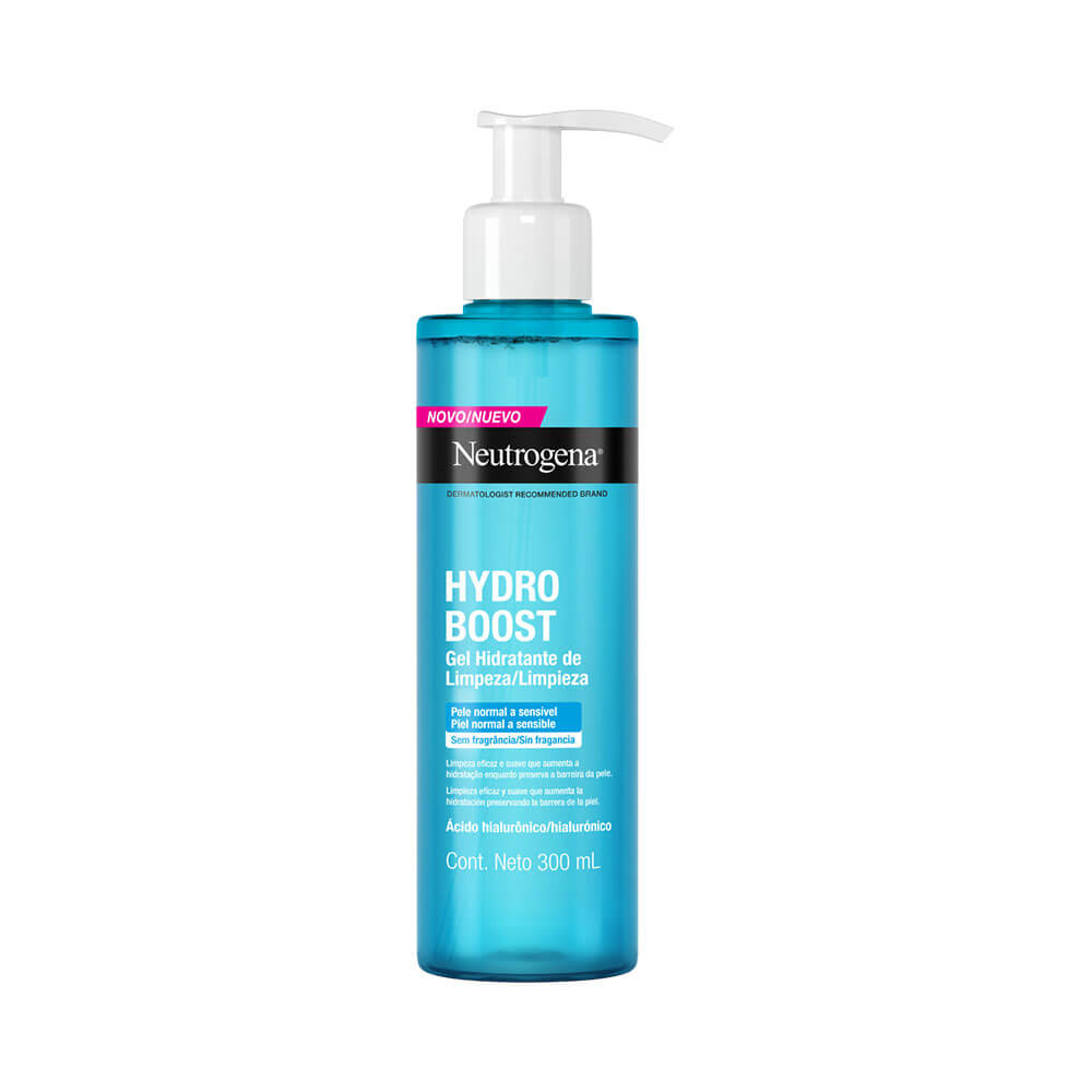 Gel Facial Neutrogena Hydro Boost 300ml frasco azul translúcido com pump branco