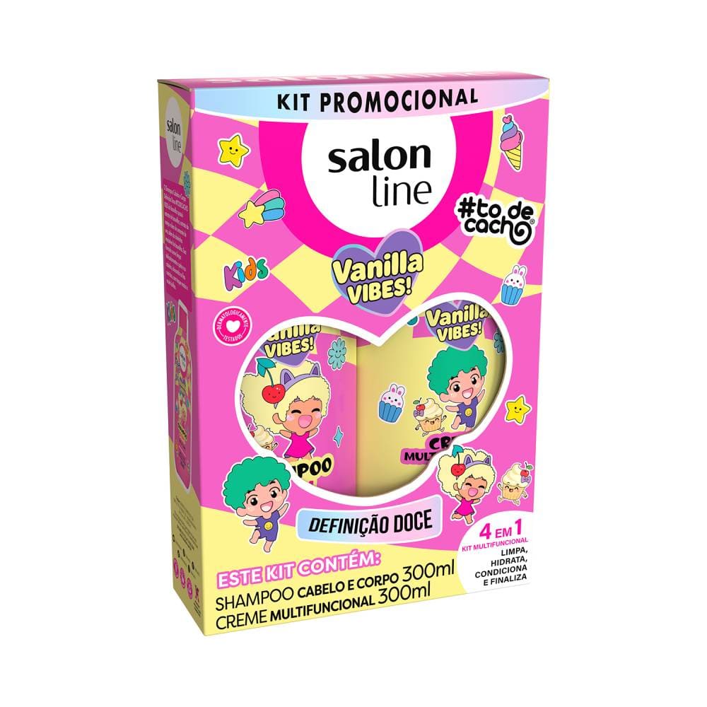 Conteúdo do Kit Salon Line Multy Vanilla Vibes mostrando shampoo e creme multifuncional