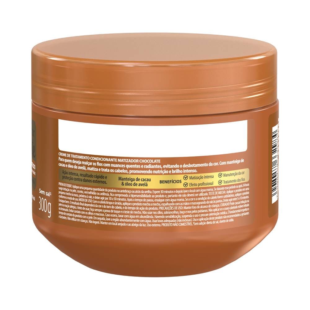 Máscara Matizadora Salon Line Meu Liso Chocolate Brilhante 300g embalagem traseira com informações