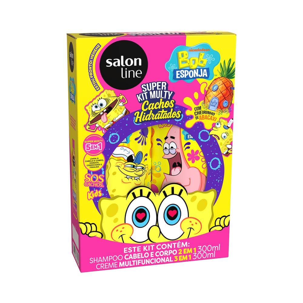 Detalhe do kit Salon Line Kids com shampoo e creme multifuncional para cabelos infantis