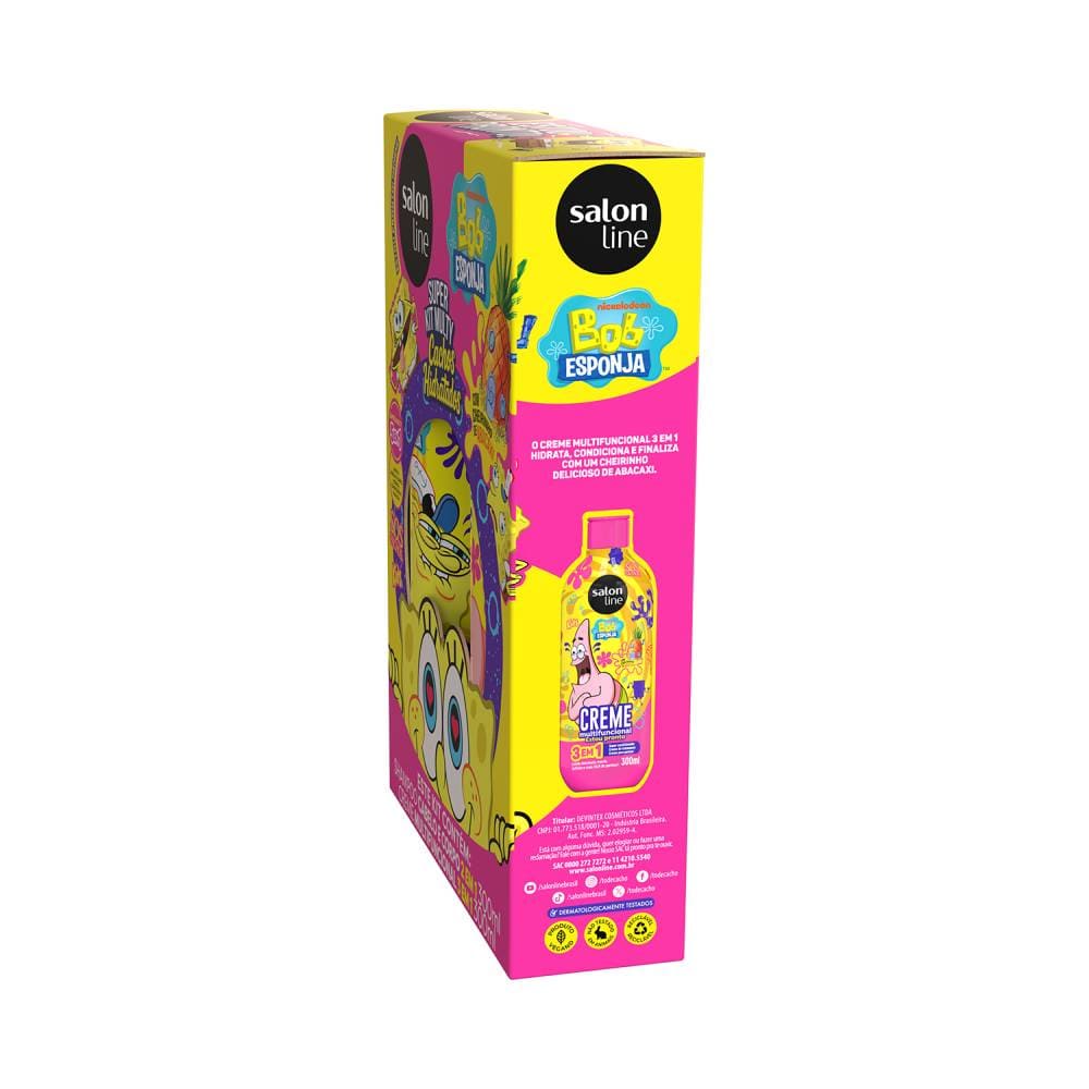 Produtos do kit Salon Line Kids para cabelos infantis com destaque para embalagem colorida