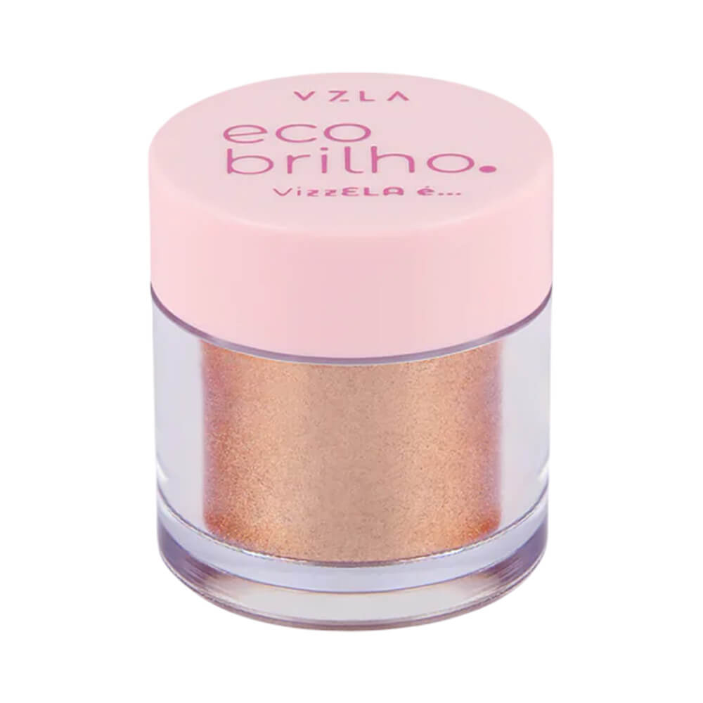 Sombra Vizzela Eco Brilho Ela É Inspiradora 06 em embalagem transparente com tampa rosa