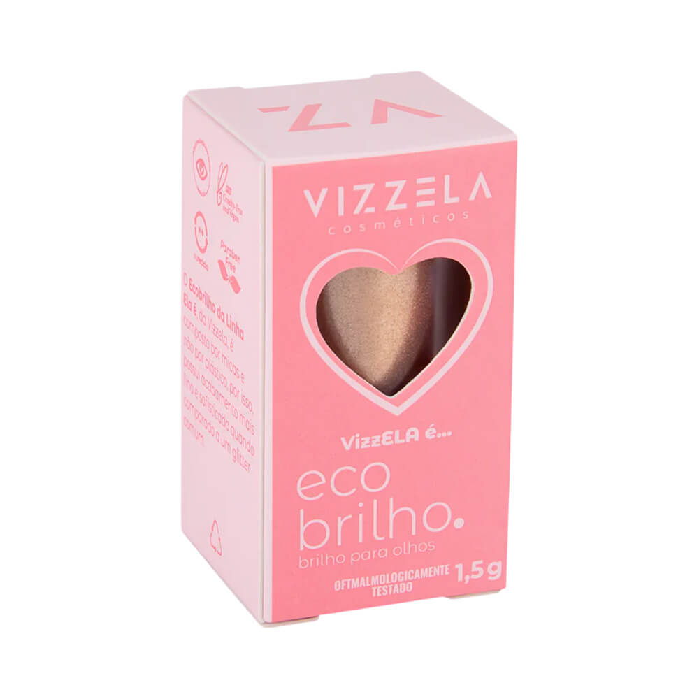 Embalagem da Sombra Vizzela Eco Brilho Ela É Inspiradora 06 em formato de coração rosa