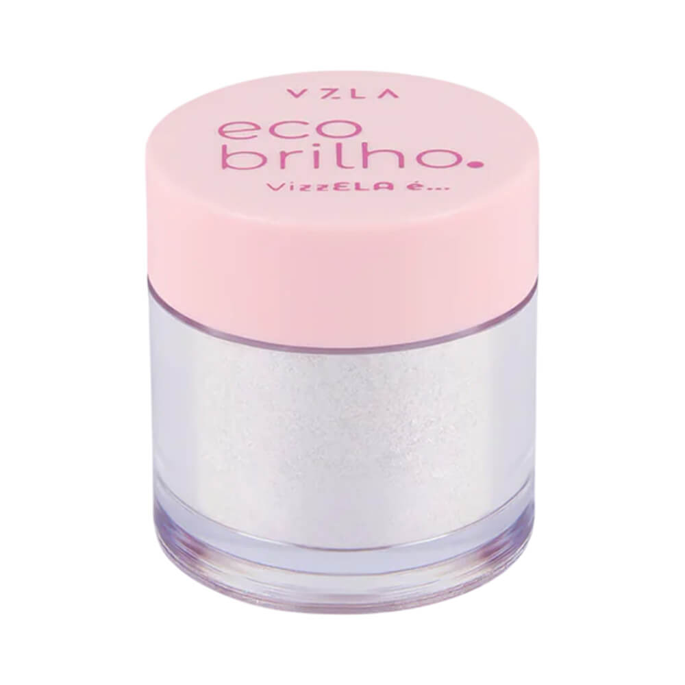Sombra Vizzela Eco Brilho Ela É Criativa 04 frasco transparente com tampa rosa