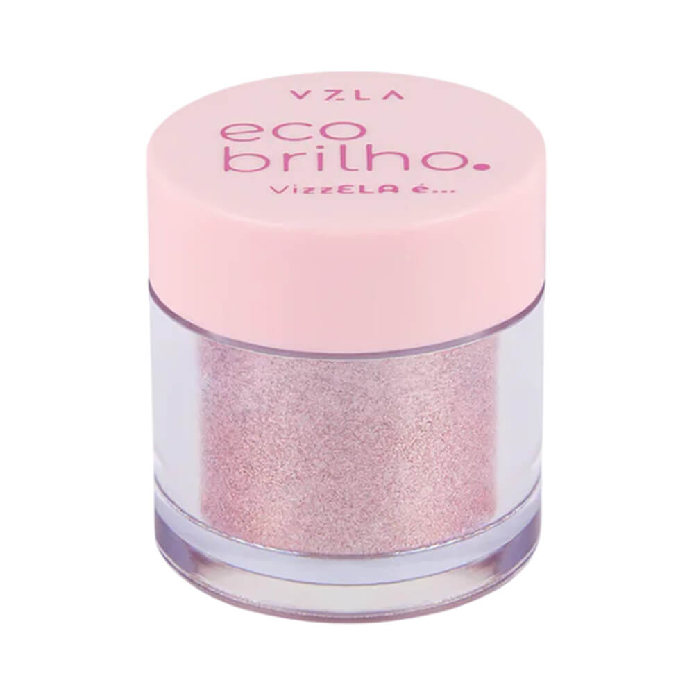 Sombra Vizzela Eco Brilho Ela É Gentil 03 em embalagem transparente com tampa rosa