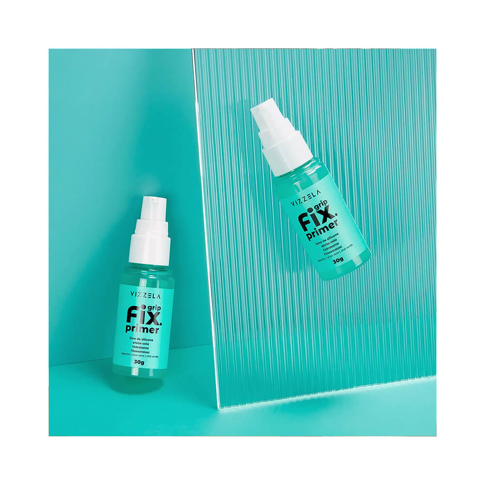Dois frascos do primer Vizzela Grip Fix 30g verde água com pump branco