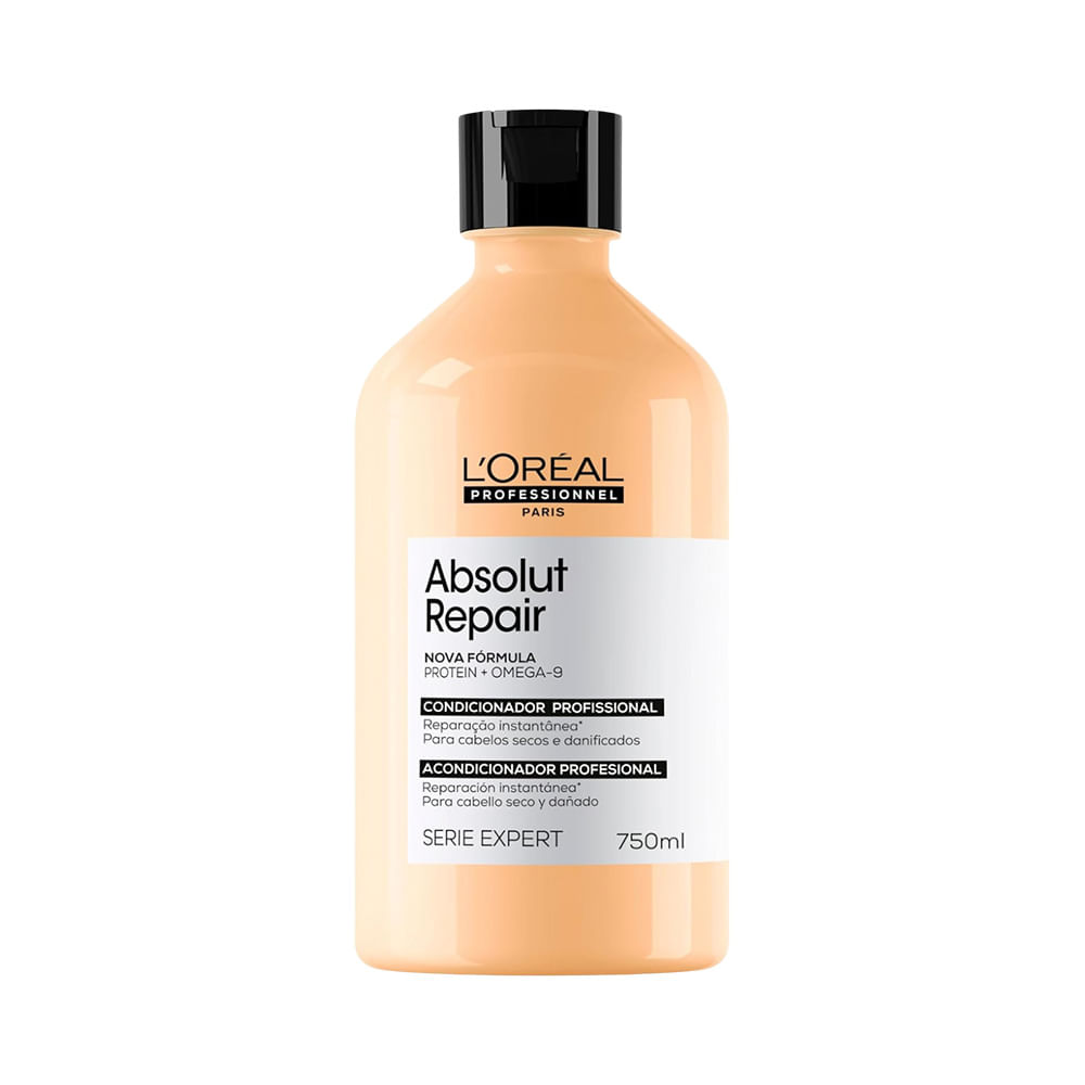 Frasco de condicionador L'Oréal Professionnel Série Expert Absolut Repair, 750ml, em fundo branco