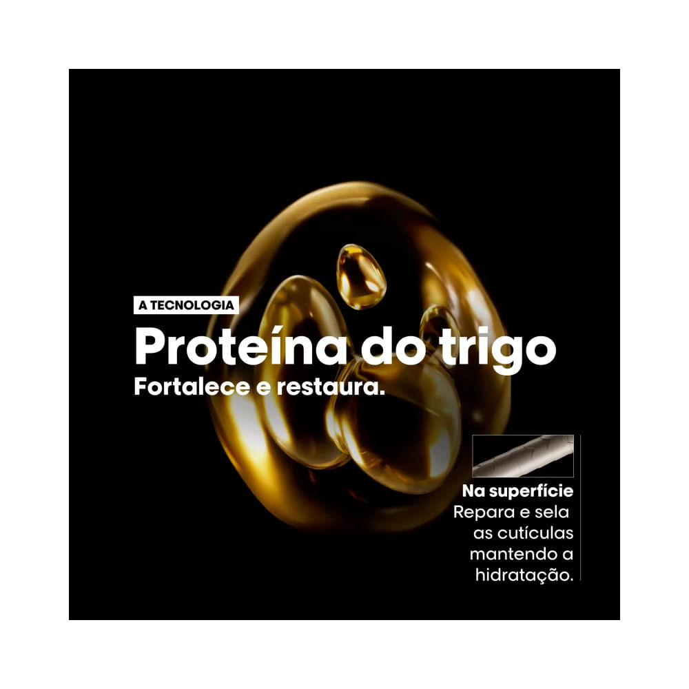 Gota de óleo destacando proteína do trigo para fortalecimento e reparação