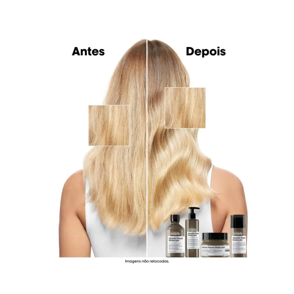 Frasco frontal da Máscara de Tratamento L'Oréal Professionnel Absolut Repair Molecular 75ml.