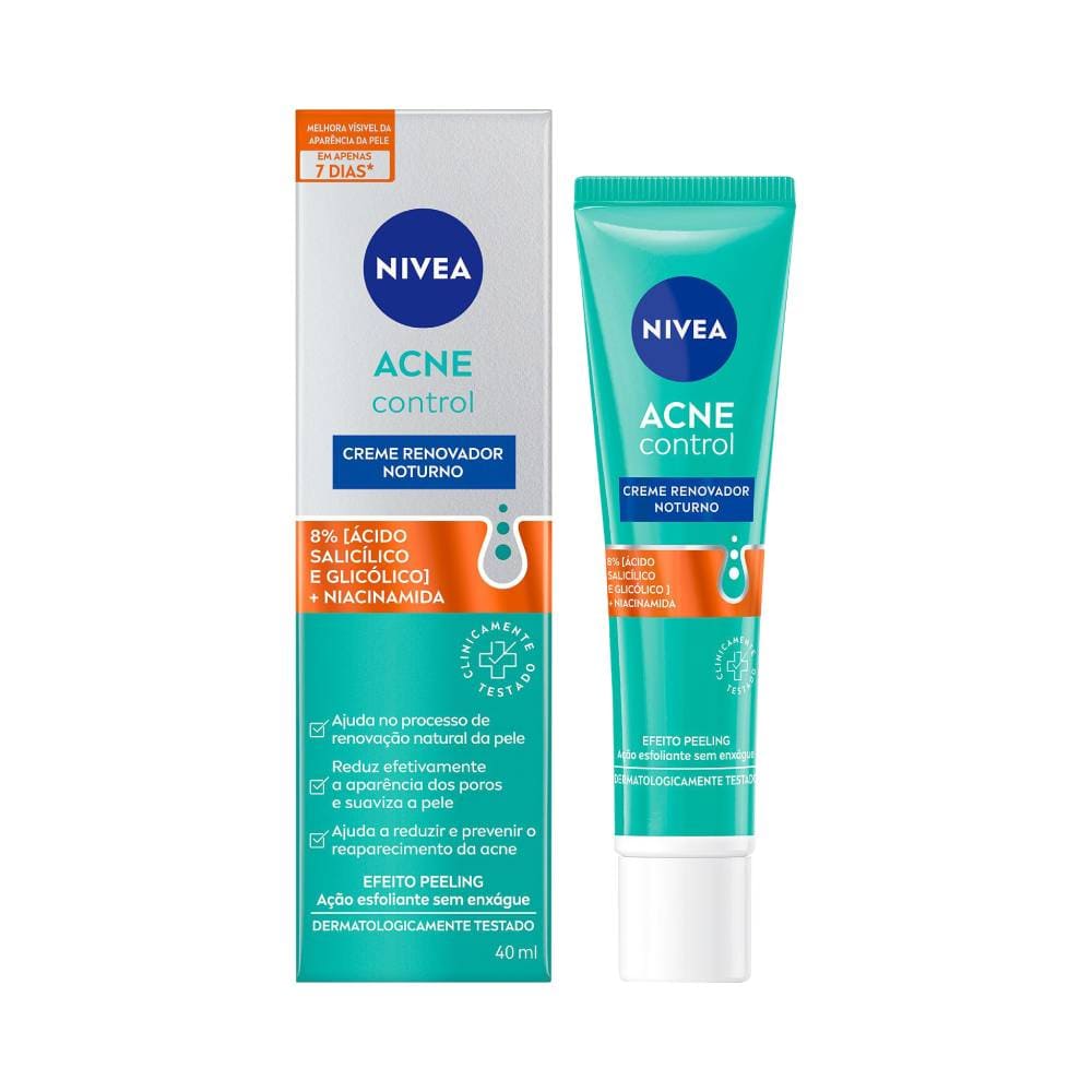 Embalagem frontal do Creme Facial NIVEA Renovador Acne Control 40ml