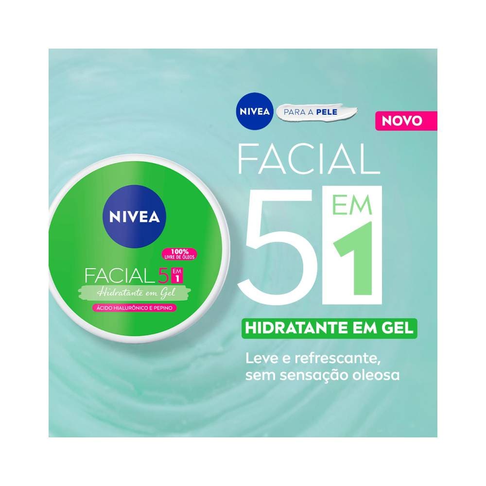 Detalhe da embalagem do hidratante facial Nivea com rótulo verde