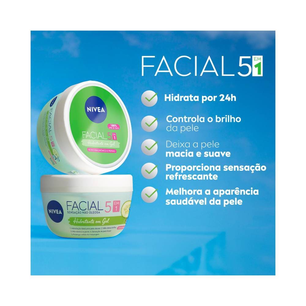 Imagem promocional do creme facial Nivea destacando hidratação para pele oleosa