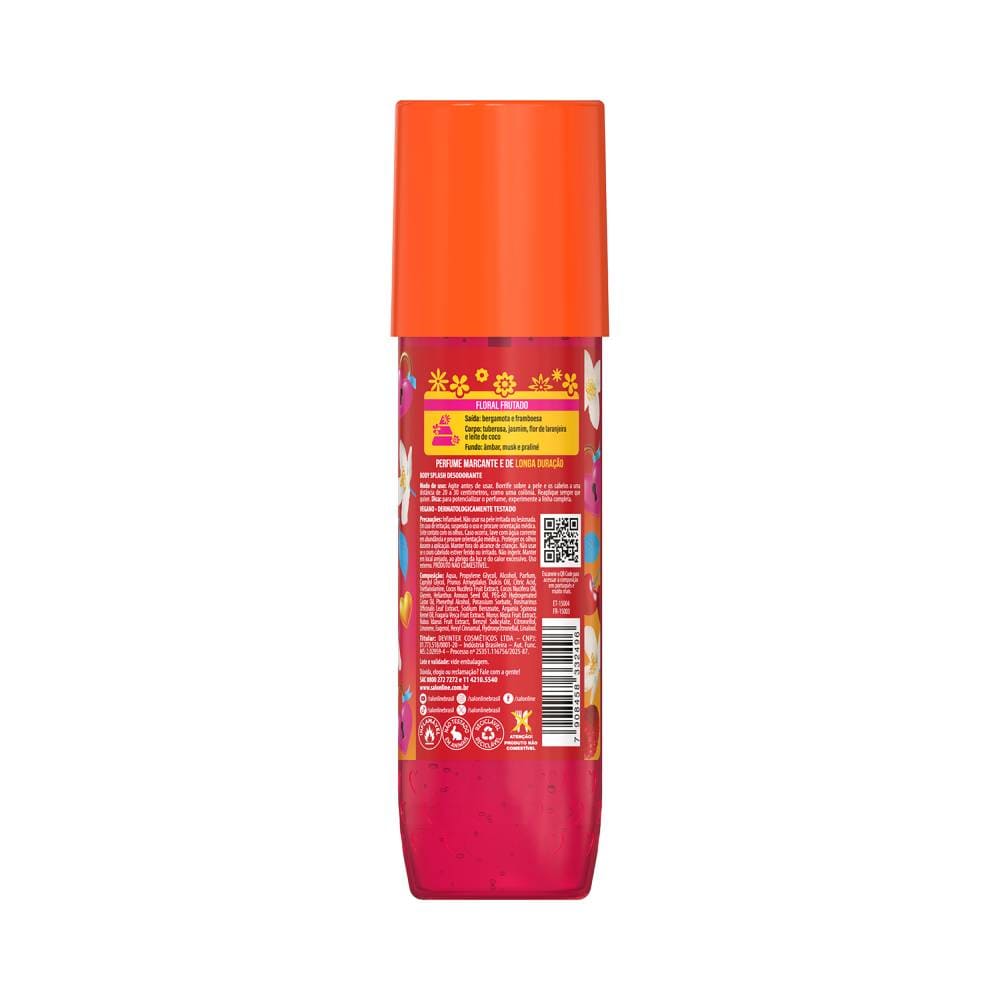 Verso do Body Splash Salon Line Xêrosa Glamour Chic 200ml com informações de uso e ingredientes