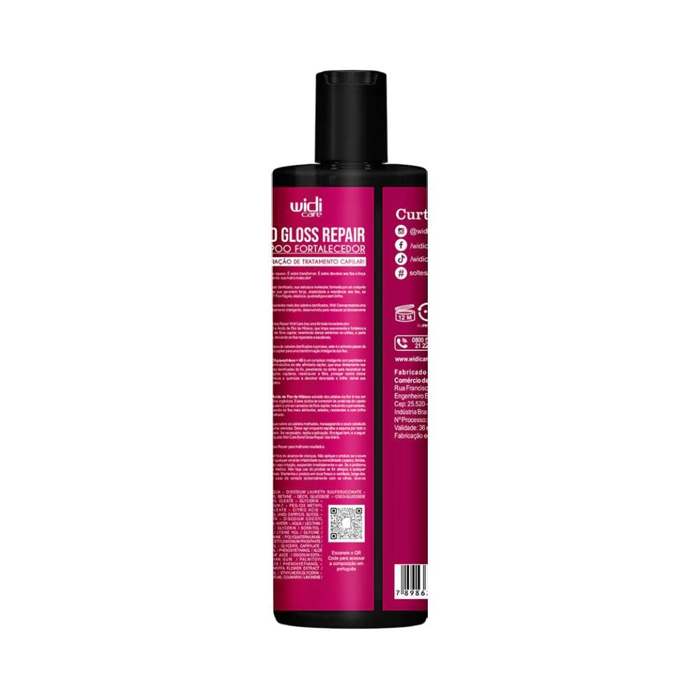 Verso do shampoo Widi Care Bond Gloss Repair 300ml com informações detalhadas do produto