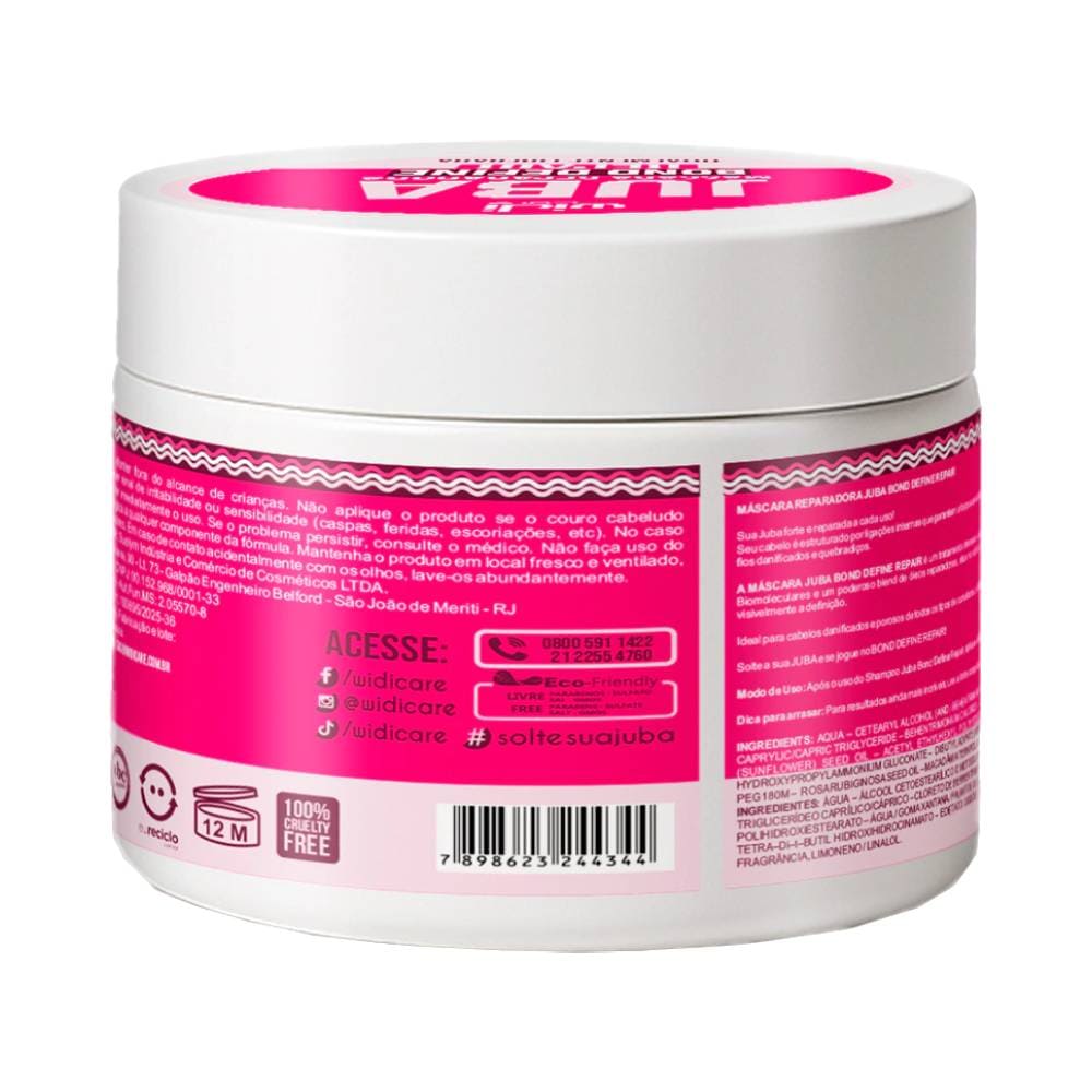 Embalagem da Máscara Widi Care Juba Bond Define Repair 300g vista traseira com informações do produto