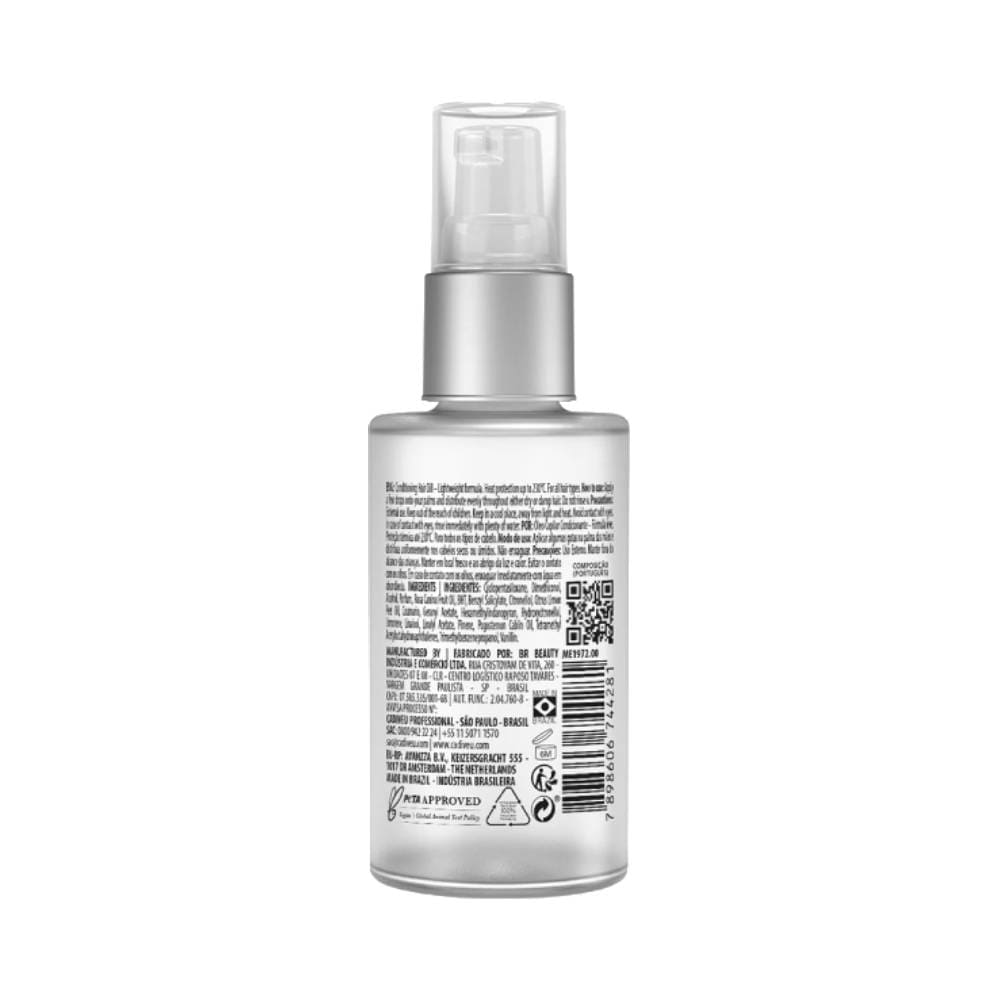 Verso do frasco do Óleo Capilar Cadiveu Supreme Oil Final Style 30ml com informações do produto
