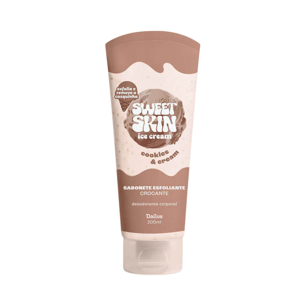 Sabonete Esfoliante Dailus Sweet Skin Ice Cream Cookies & Cream 200ml embalagem frontal