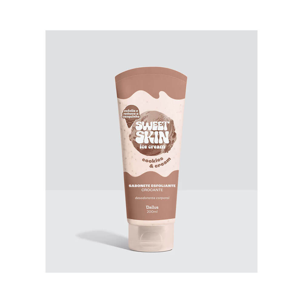 Sabonete Esfoliante Dailus Sweet Skin Ice Cream Cookies & Cream 200ml bisnaga