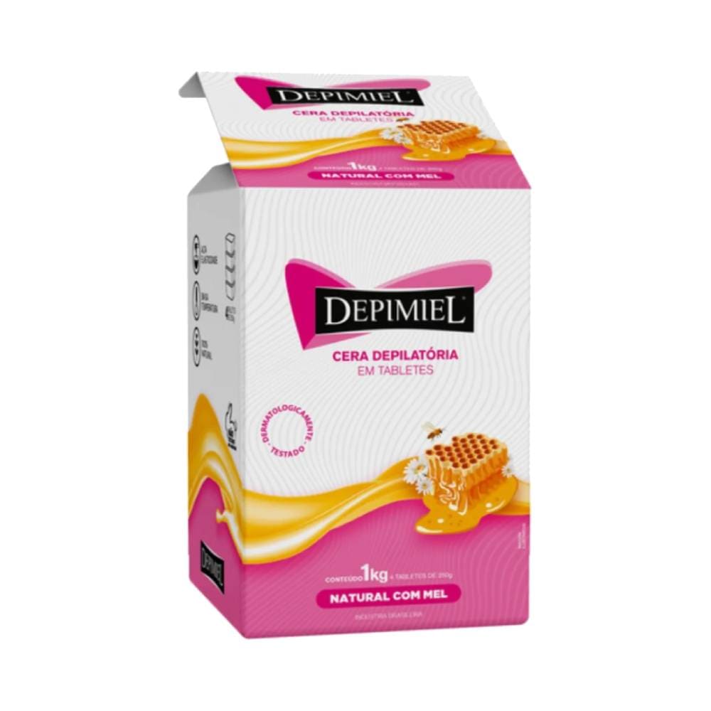 Cera Depilatória Depimiel Natural 4 potes 1kg - embalagem frontal