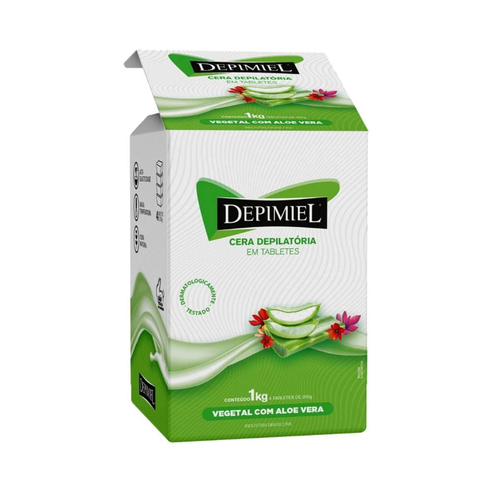 Embalagem da Cera Depilatória Depimiel Vegetal 4 tabletes 1kg