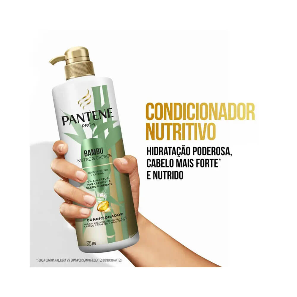Condicionador Pantene Bambu Nutre e Cresce 510ml em destaque com fundo branco