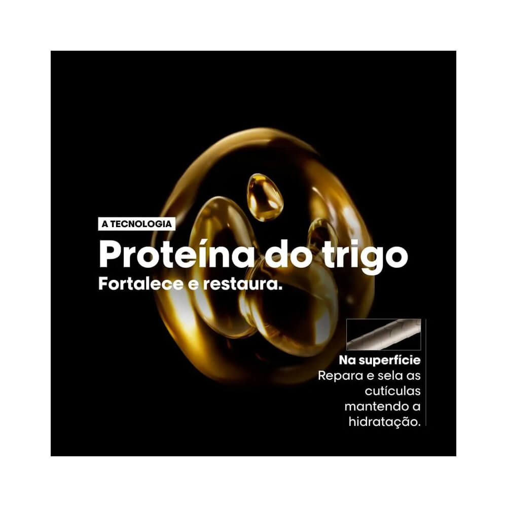 Ilustração de uma gota de óleo capilar L'Oréal Professionnel Série Expert Absolut Repair Quinoa destacando a tecnologia de proteínas