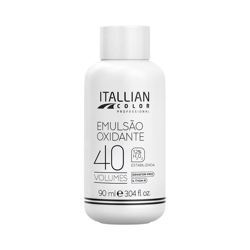 Emulsão Oxidante Itallian Color 40 Volumes 90ml embalagem branca com tampa branca