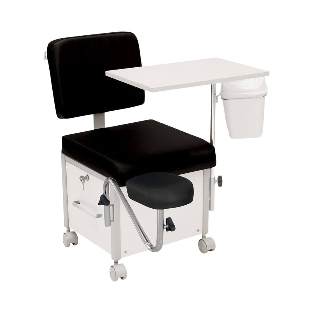 Cadeira Ciranda Kixiki Vicenza com estrutura em MDF branco e estofamento preto