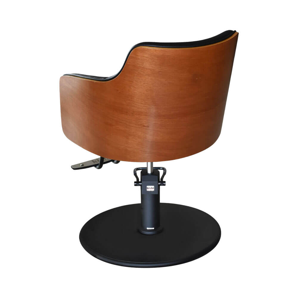 Cadeira Kixiki Nature 3104 vista traseira com base preta e encosto em tecido preto