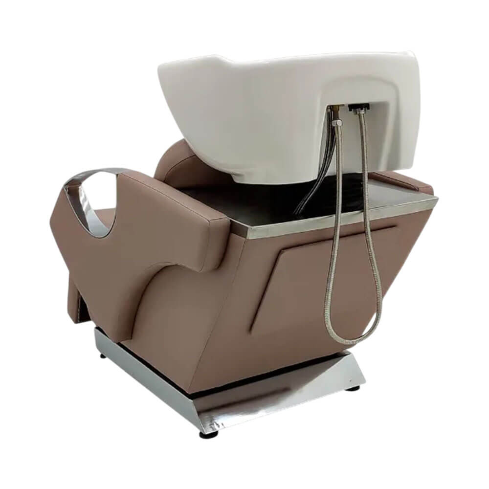 Vista traseira do lavatório Terra Santa Dali com cuba branca de cerâmica e detalhes cromados