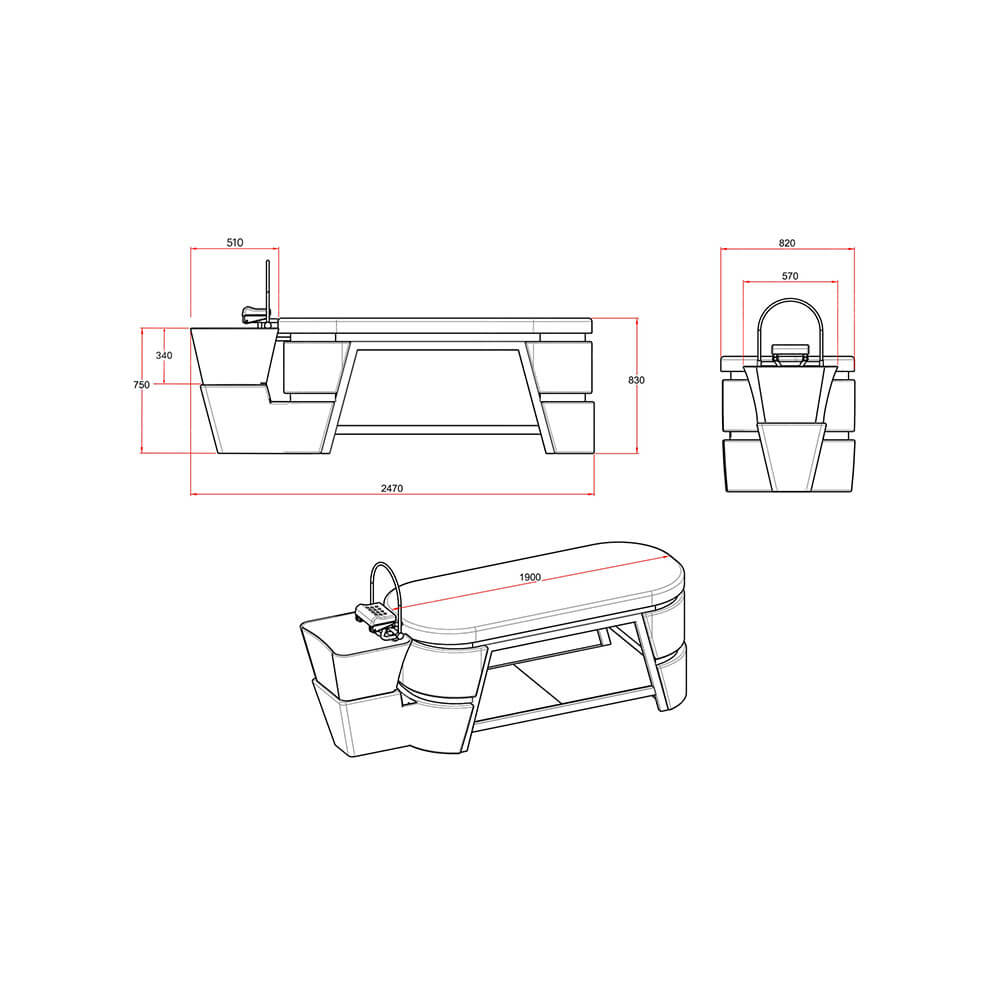 Desenho técnico do Lavatório Kixiki Spa Levitá com medidas