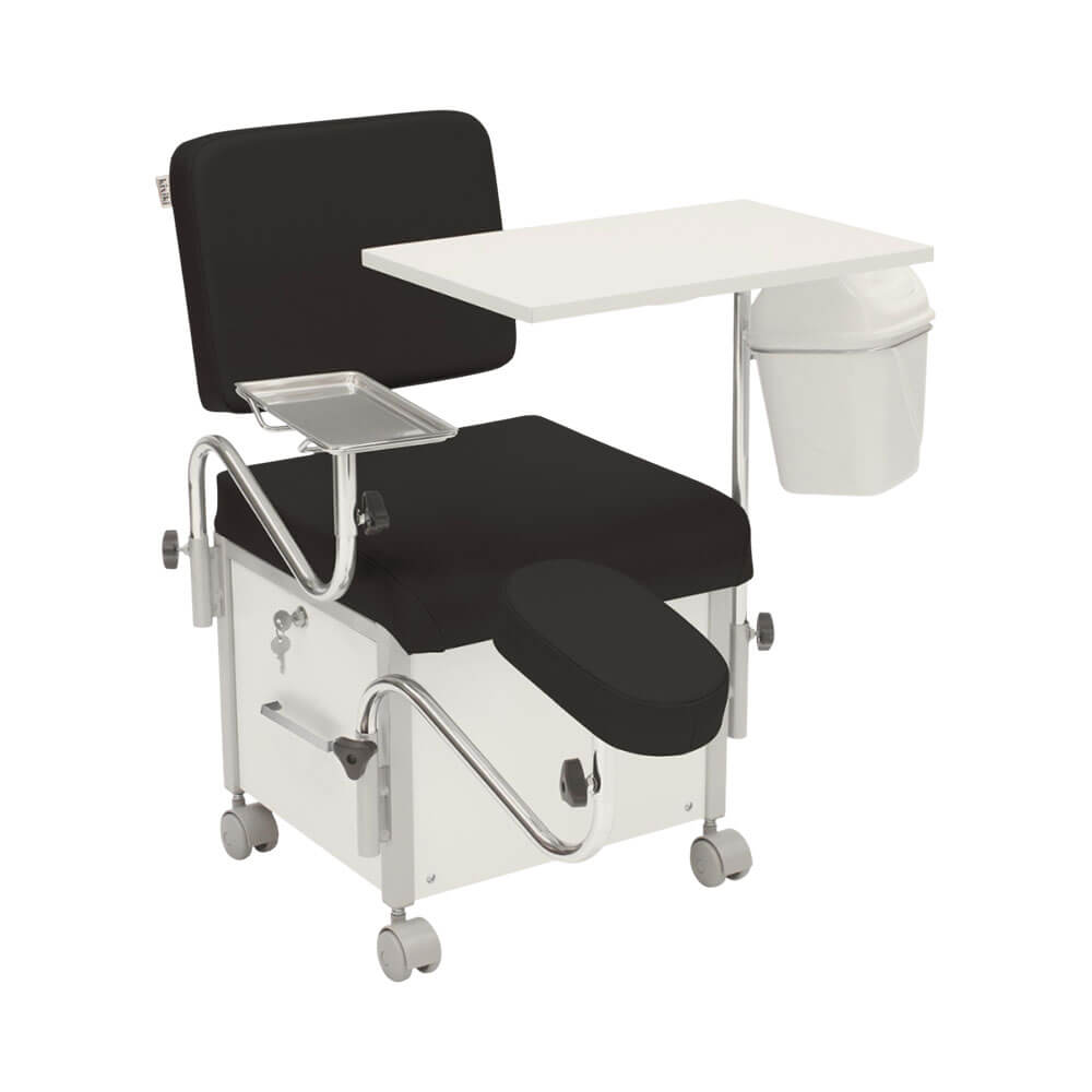 Cadeira Ciranda Kixiki Vicenza com estrutura em MDF branco e estofado preto