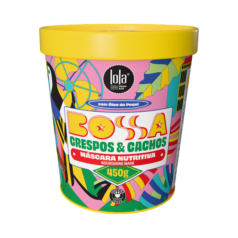 Máscara Capilar Lola Bossa Crespos e Cachos Nutritiva 450g - embalagem colorida com tampa amarela
