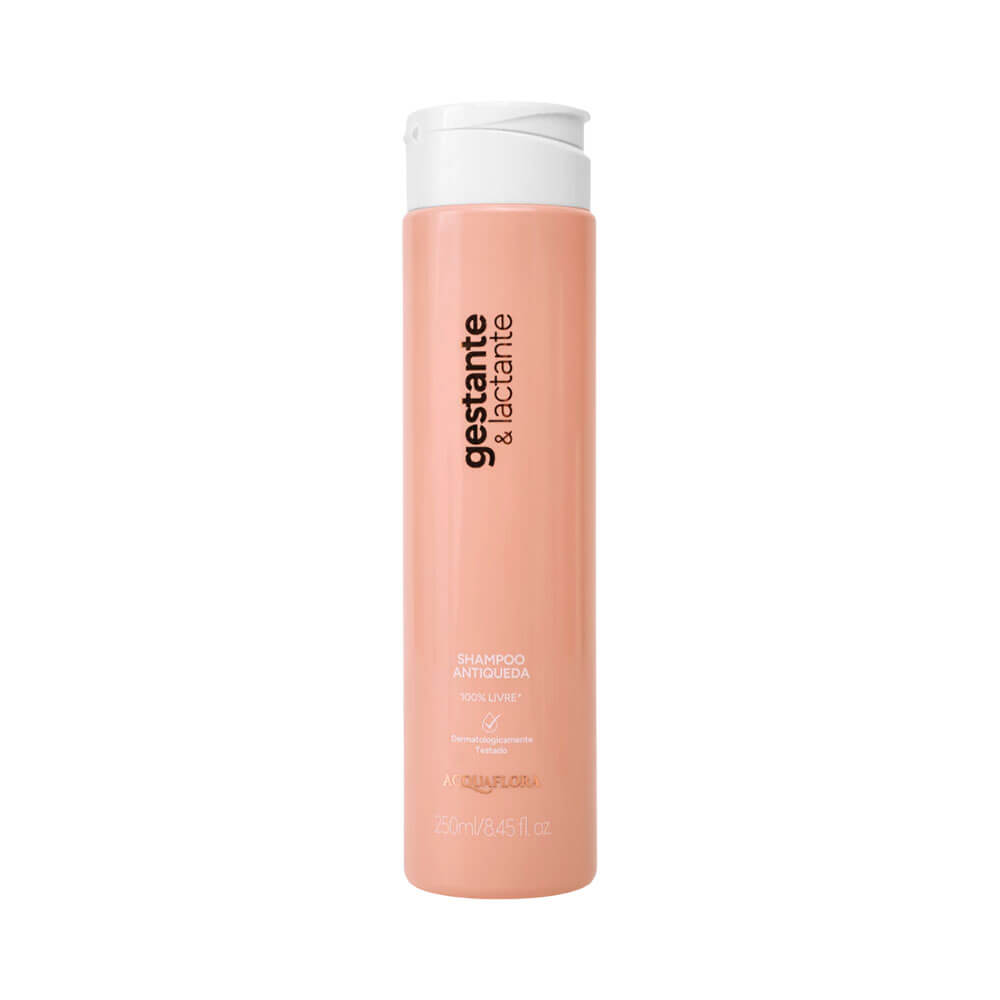 Shampoo Acquaflora Antiqueda Gestante & Lactante 250ml em embalagem rosa claro com tampa branca