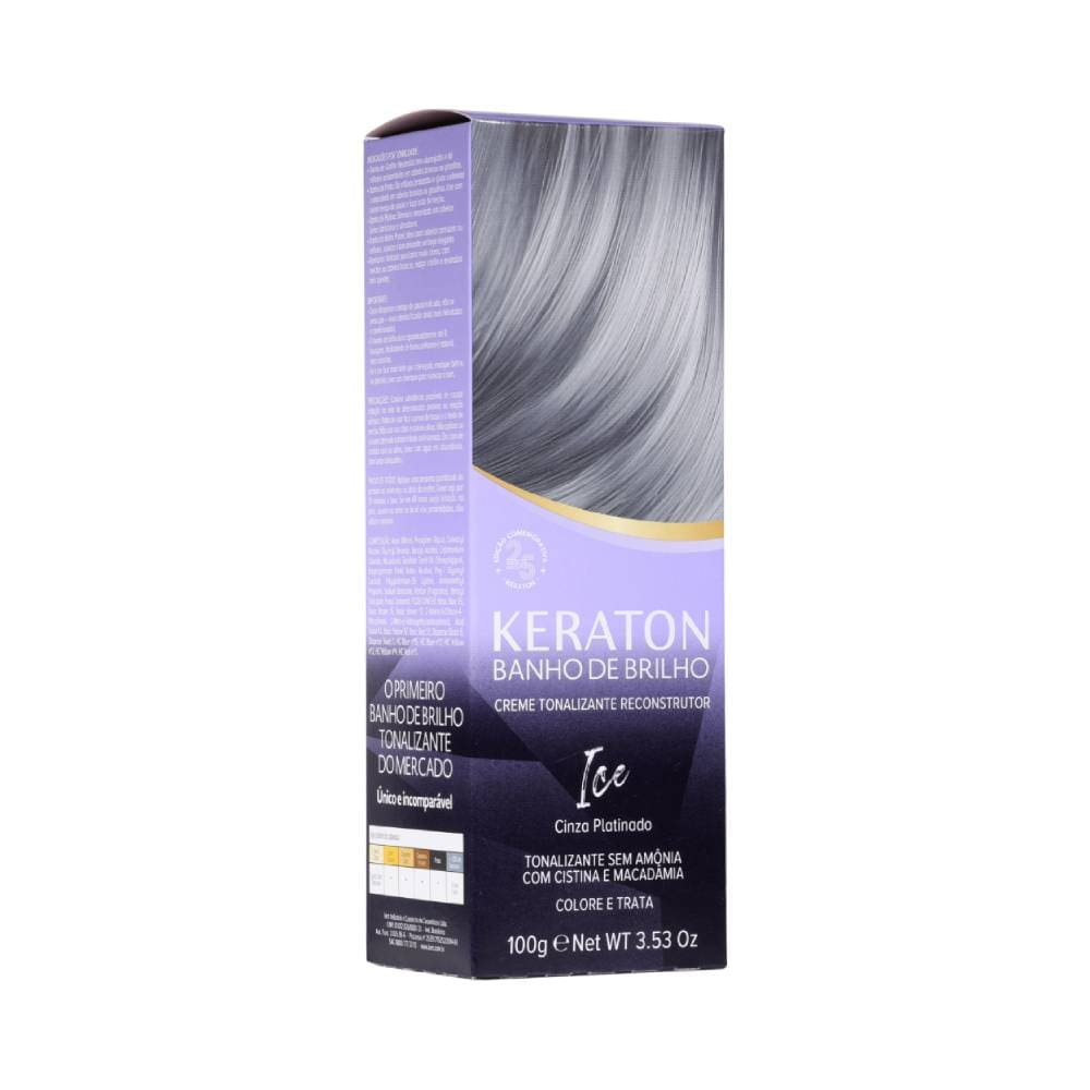 Tonalizante Banho de Brilho Keraton Ice 100g - embalagem cinza platinado