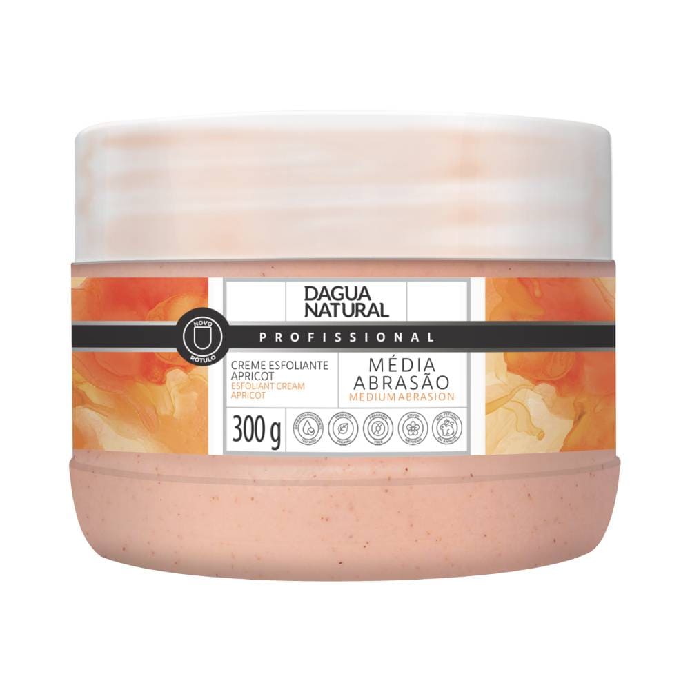Creme Esfoliante D'água Natural 300g - pote rosa com rótulo Apricot