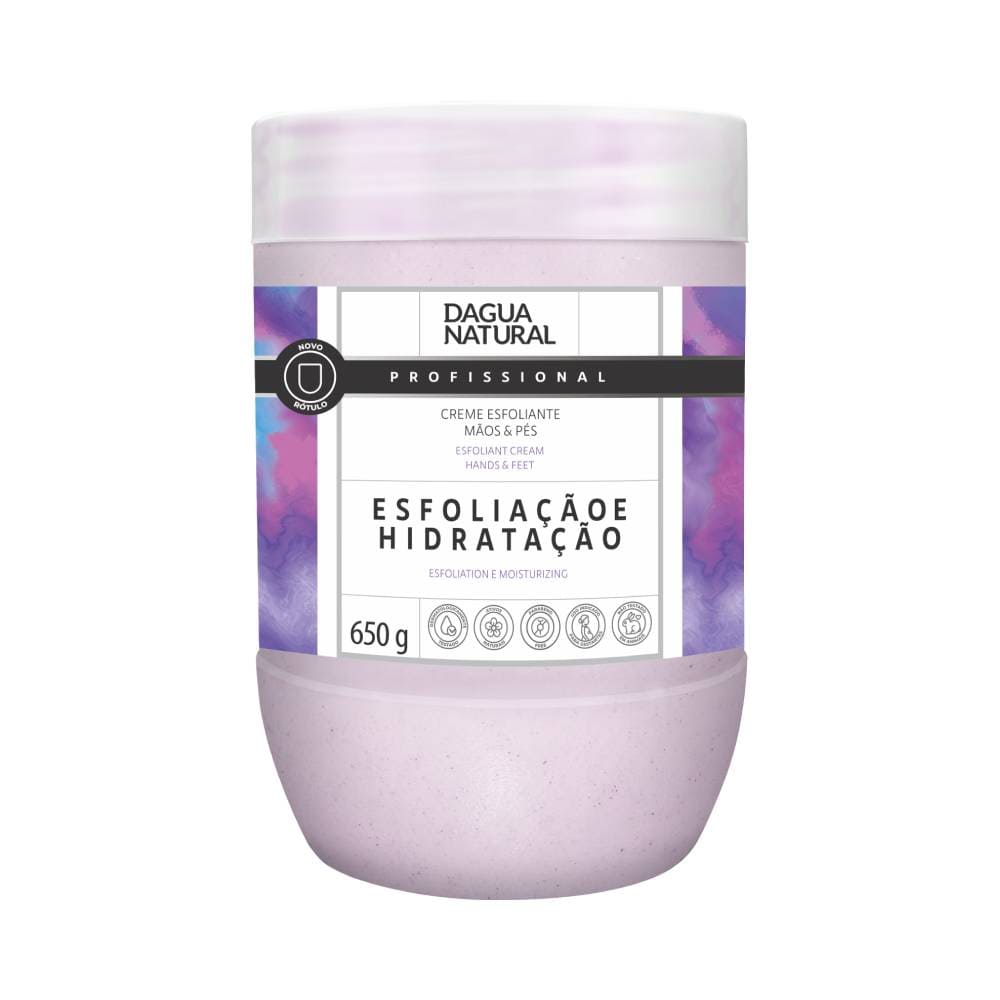 Pote do Creme Esfoliante D'agua Natural Mãos e Pés 650g - detalhe frontal