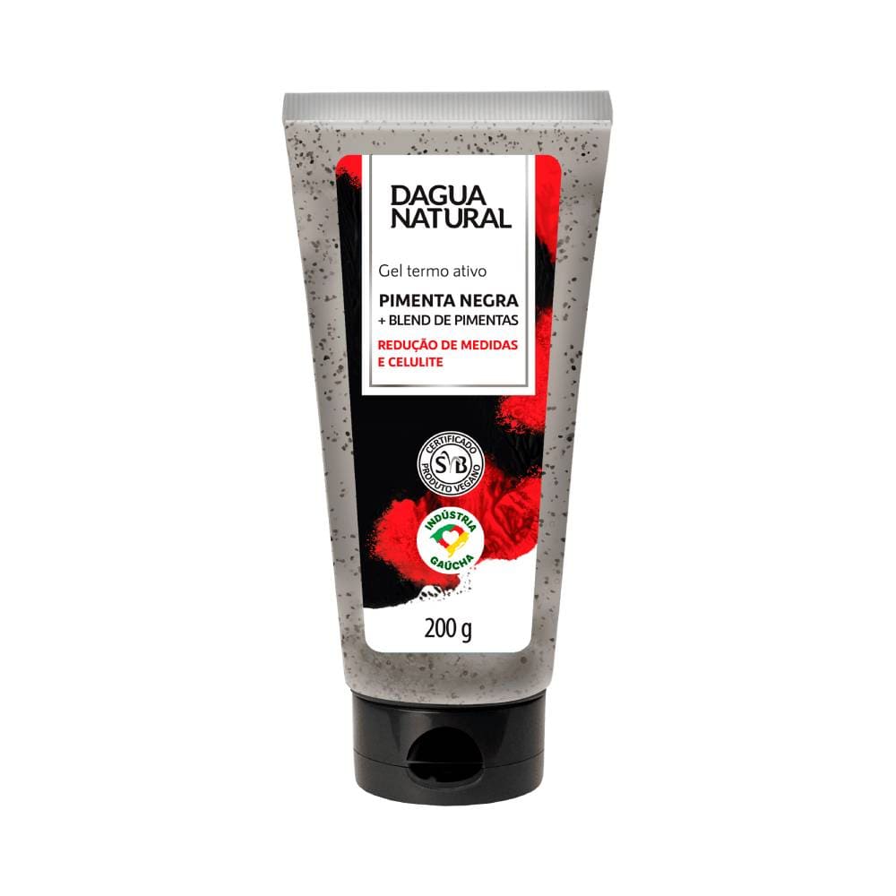 Gel Termoativo D'agua Natural Pimenta Negra 200g - embalagem preta com detalhes em vermelho