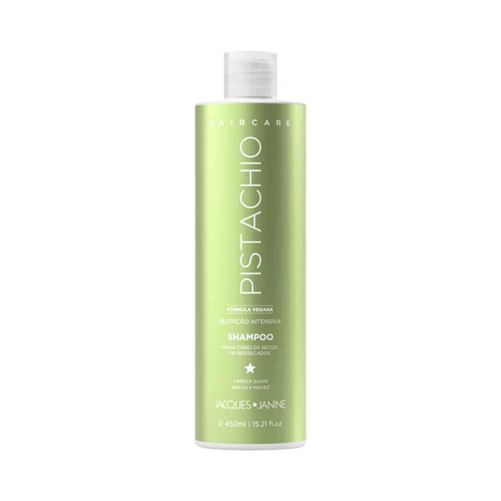 Frasco de shampoo Jacques Janine Hair Care Pistachio verde pistache