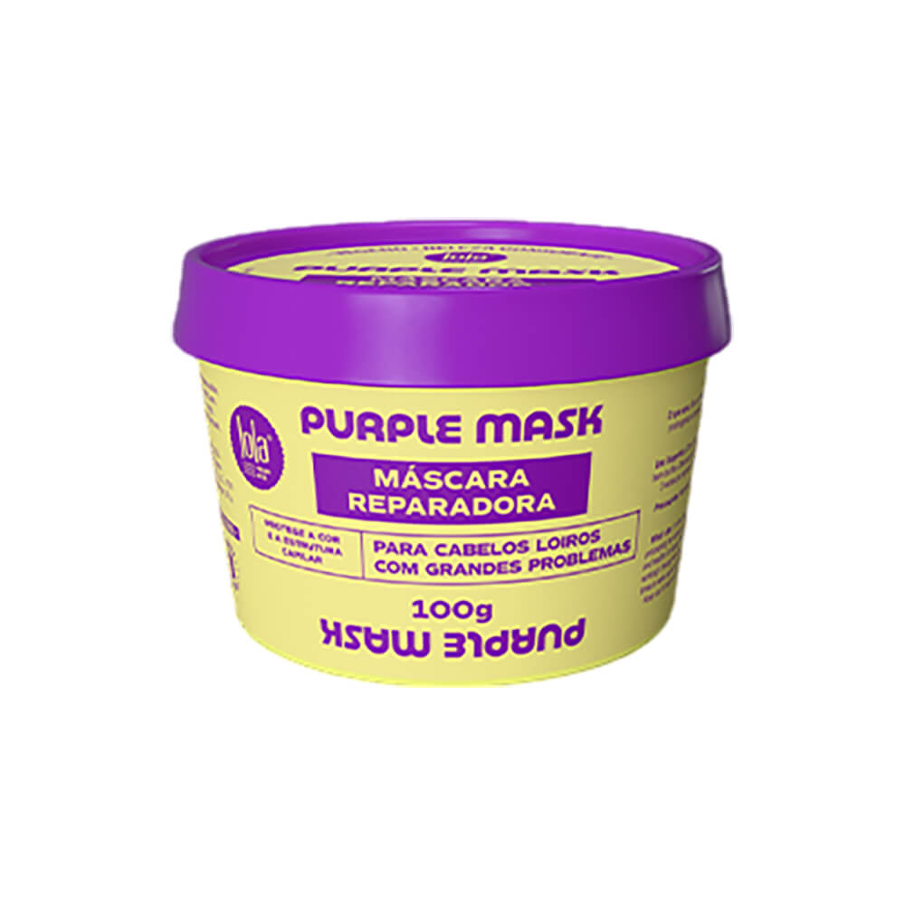 Máscara Capilar Lola Purple Mask 100g embalagem roxa e amarela para cabelos loiros
