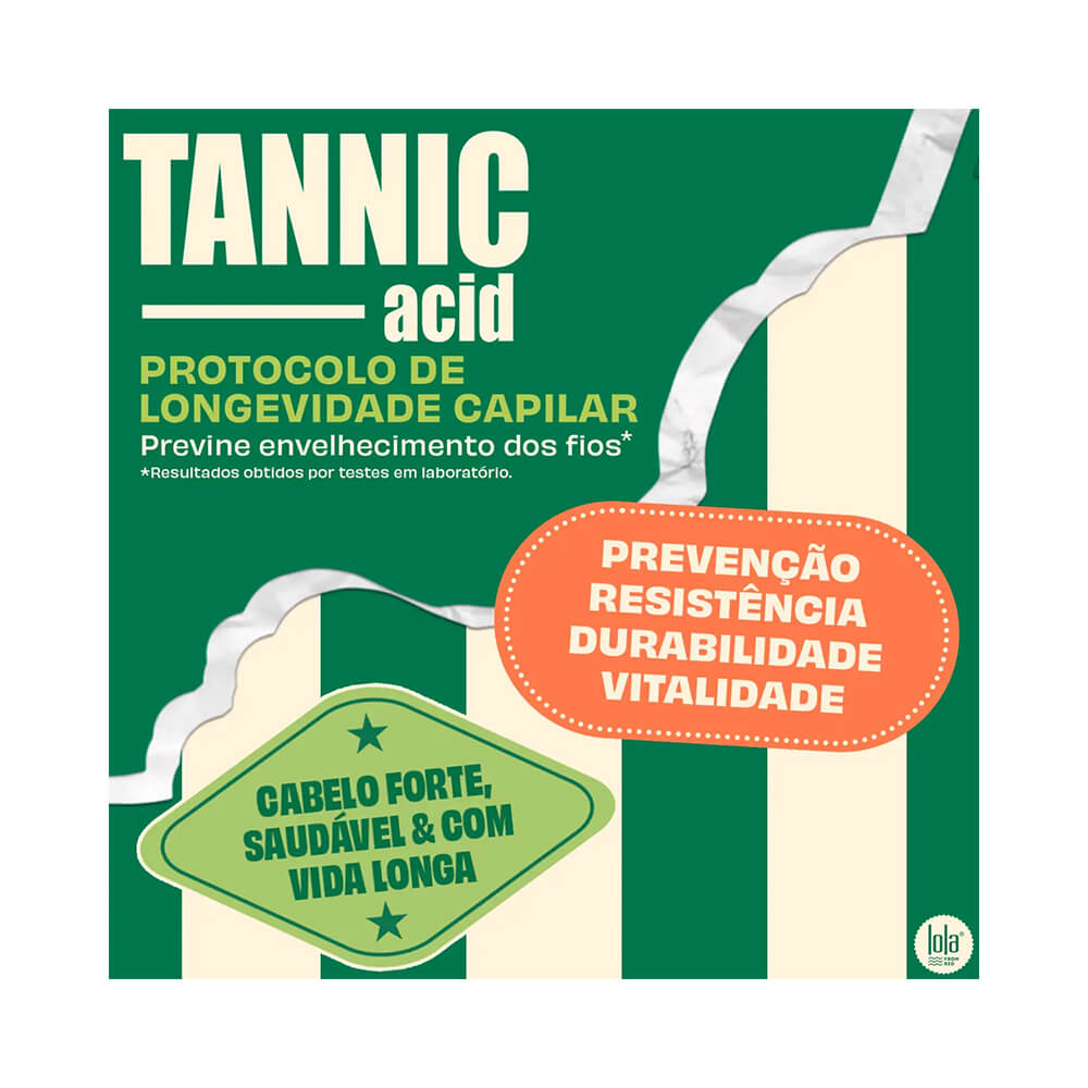 Imagem promocional do Shampoo Lola Tannic Purificante destacando longevidade capilar