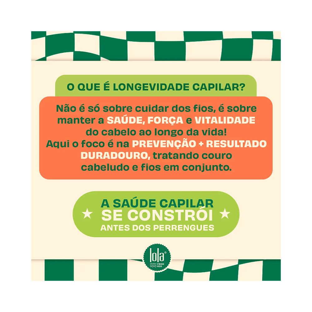 Imagem explicativa sobre longevidade capilar do Shampoo Lola Tannic Purificante