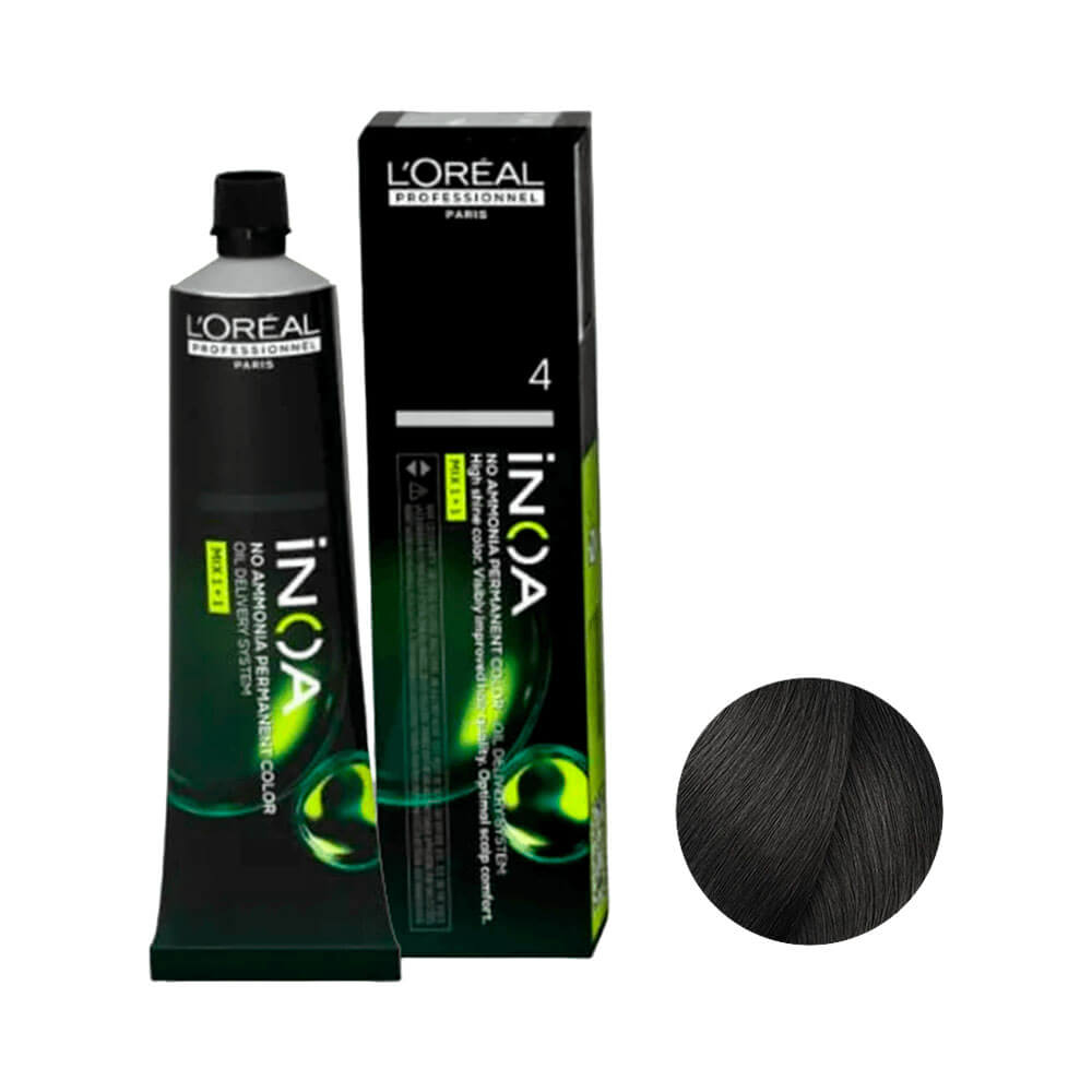 Tubo e caixa da Coloração L'Oréal Professionnel Inoa 4 Castanho