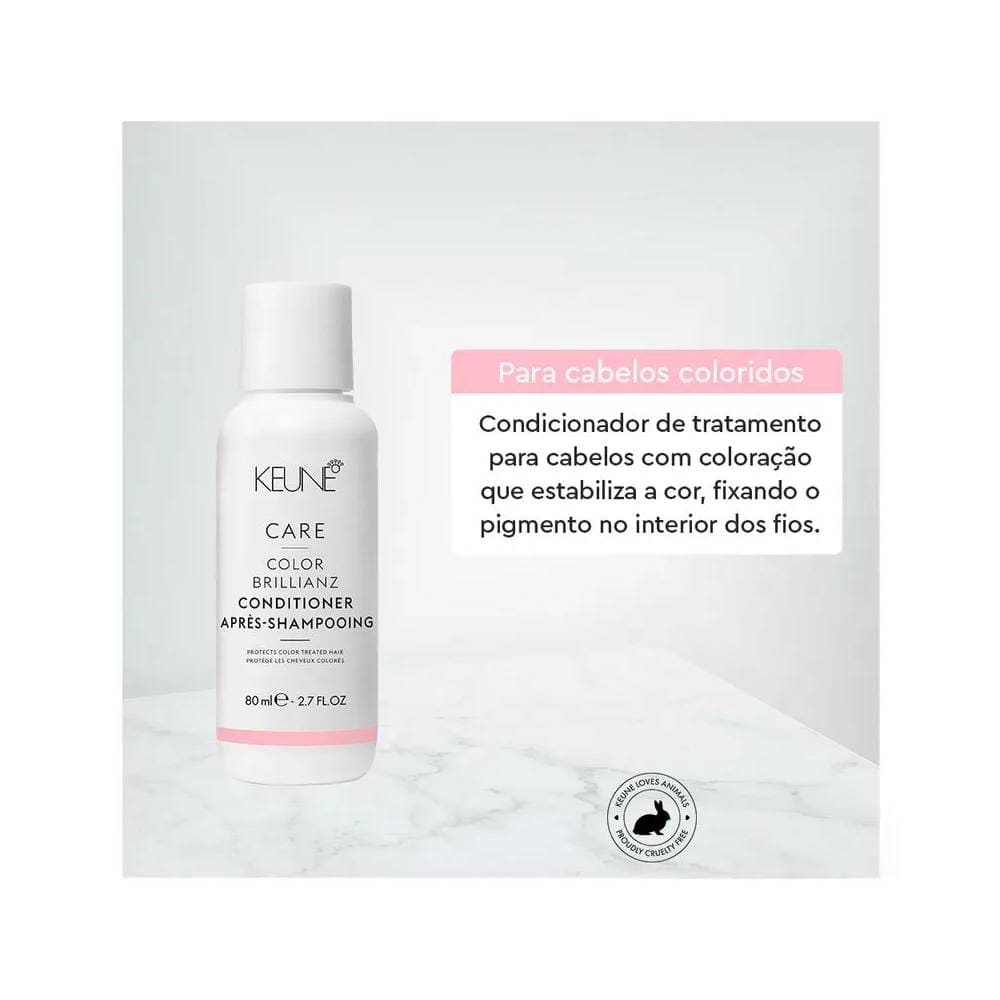 Condicionador Keune Care Color Brillianz 80ml com destaque para a estabilização da cor