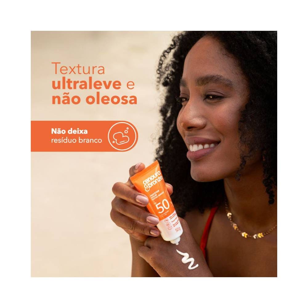 Embalagem e tubo do protetor solar facial Cenoura & Bronze FPS 50